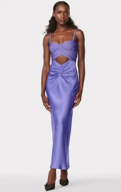 Dresses|Gowns-Hervé Léger BUSTIER BANDAGE DRESS WITH BIAS SKIRT ROYAL