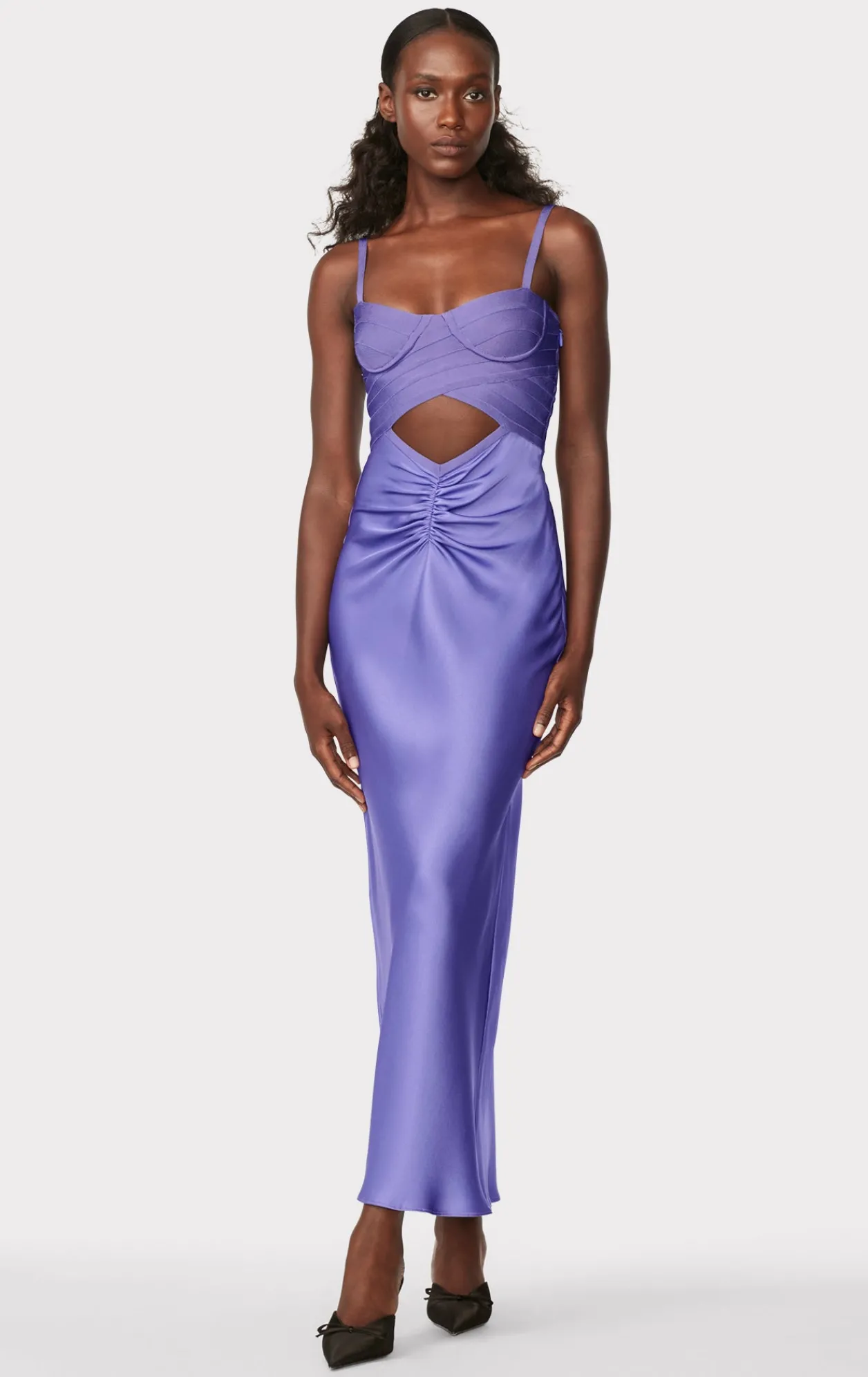 Dresses|Gowns-Hervé Léger BUSTIER BANDAGE DRESS WITH BIAS SKIRT ROYAL
