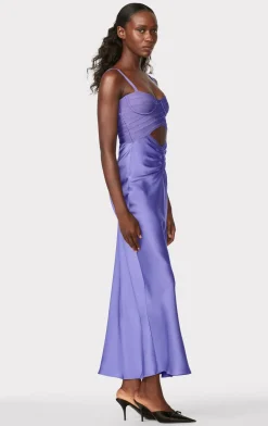 Dresses|Gowns-Hervé Léger BUSTIER BANDAGE DRESS WITH BIAS SKIRT ROYAL