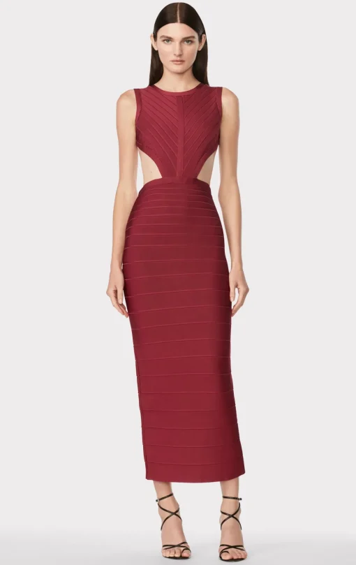 Gowns-Hervé Léger CUT OUT OPEN BACK GOWN RASPBERRY