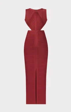 Gowns-Hervé Léger CUT OUT OPEN BACK GOWN RASPBERRY