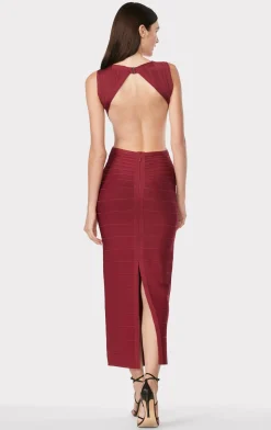 Gowns-Hervé Léger CUT OUT OPEN BACK GOWN RASPBERRY