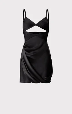 Dresses-Hervé Léger DRAPED CUTOUT MINI DRESS BLACK