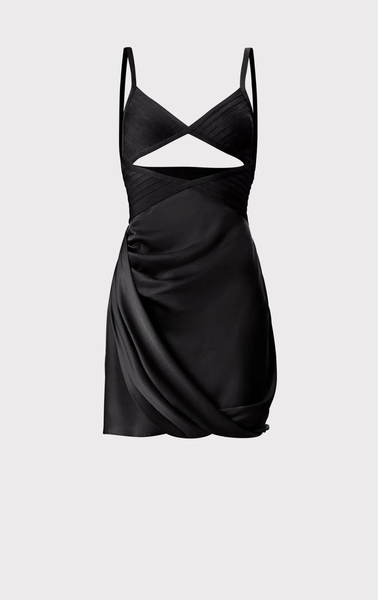 Dresses-Hervé Léger DRAPED CUTOUT MINI DRESS BLACK