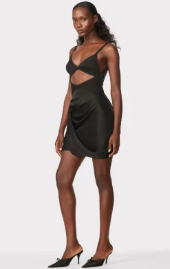 Dresses-Hervé Léger DRAPED CUTOUT MINI DRESS BLACK