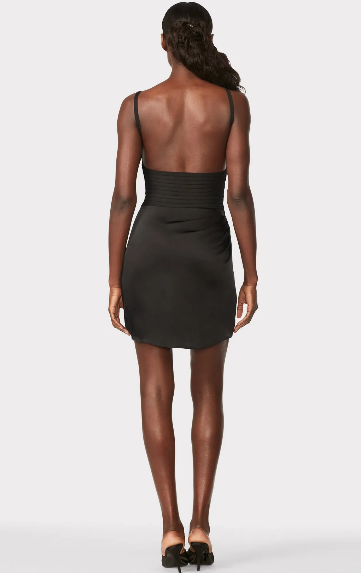 Dresses-Hervé Léger DRAPED CUTOUT MINI DRESS BLACK