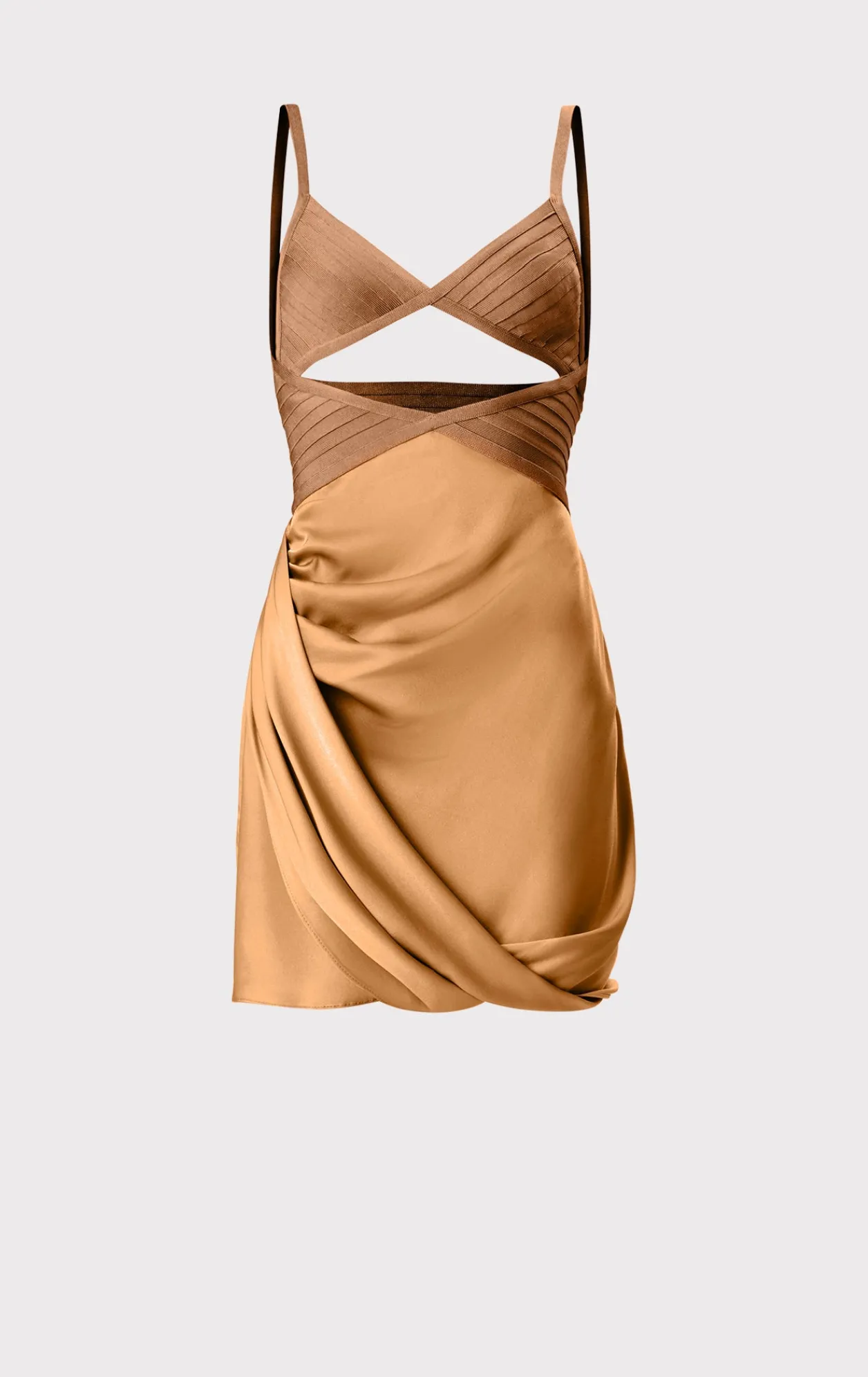 Dresses-Hervé Léger DRAPED CUTOUT MINI DRESS HONEY
