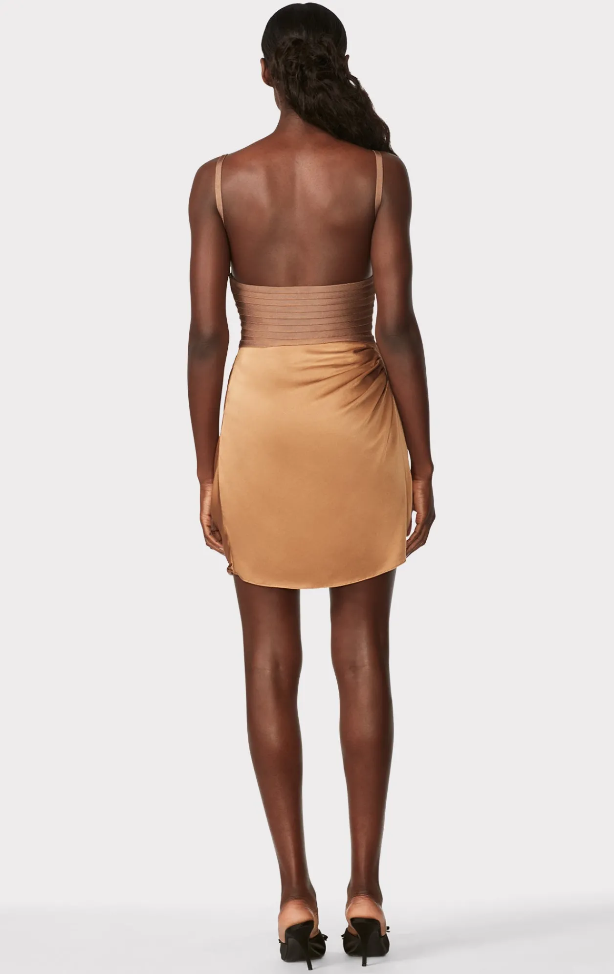 Dresses-Hervé Léger DRAPED CUTOUT MINI DRESS HONEY
