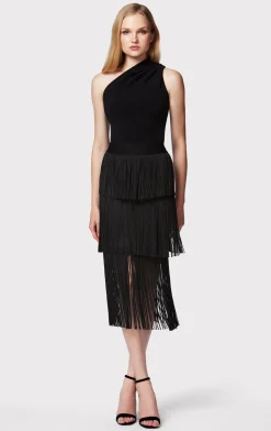 Separates|Bottoms-Hervé Léger FRINGE SKIRT BLACK