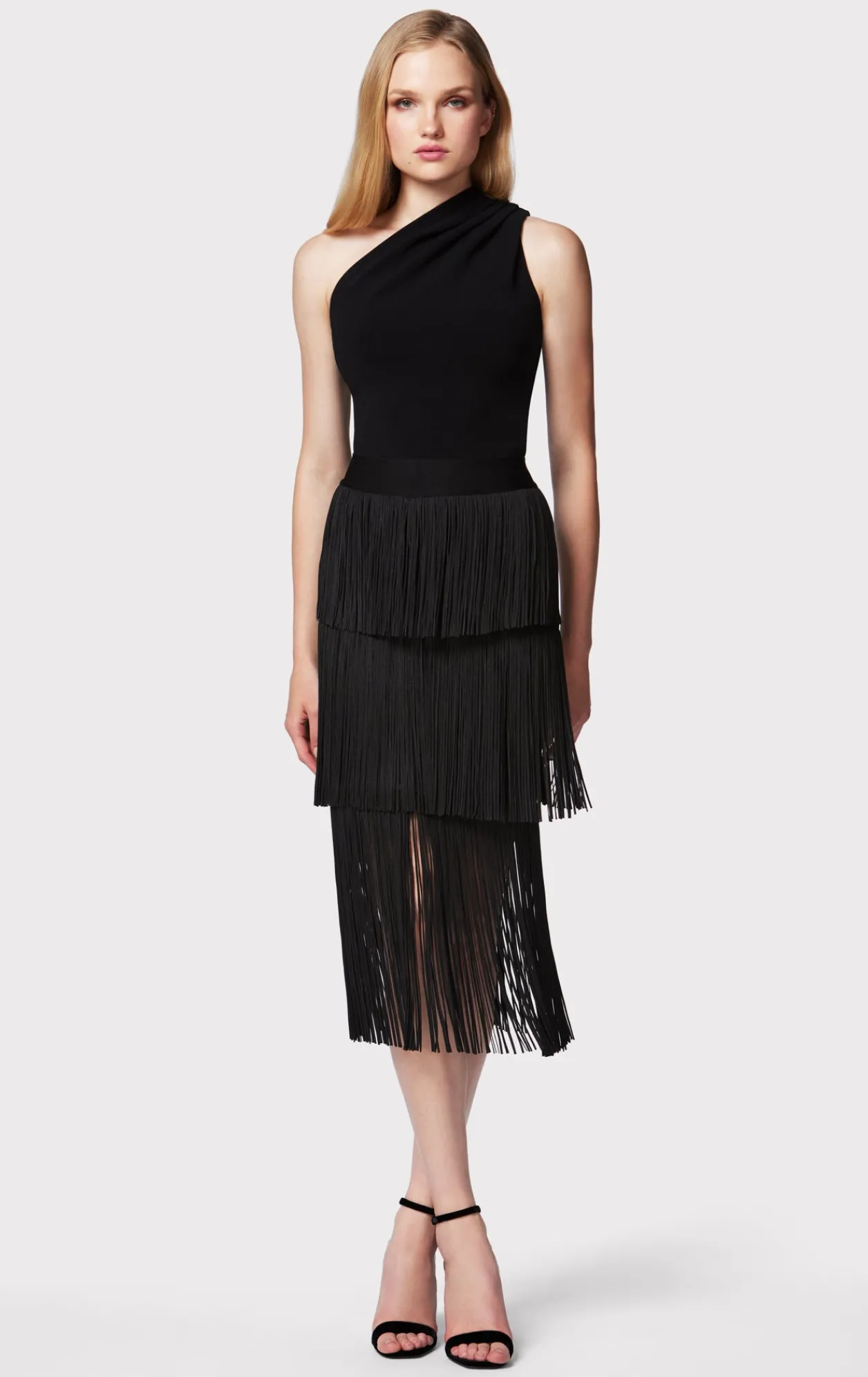 Separates|Bottoms-Hervé Léger FRINGE SKIRT BLACK
