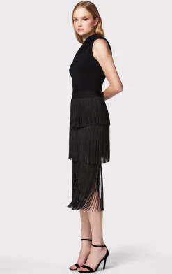Separates|Bottoms-Hervé Léger FRINGE SKIRT BLACK