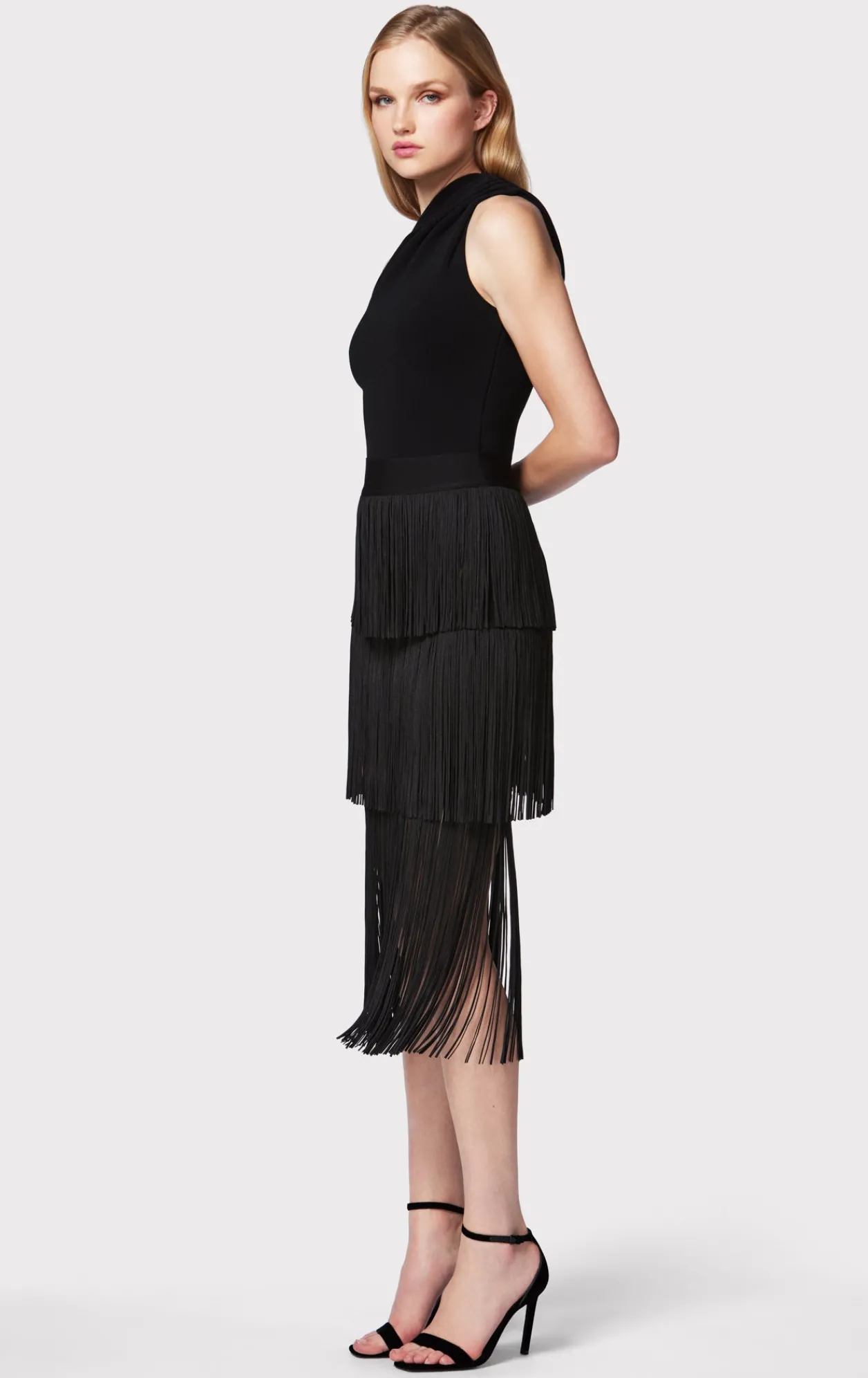 Separates|Bottoms-Hervé Léger FRINGE SKIRT BLACK