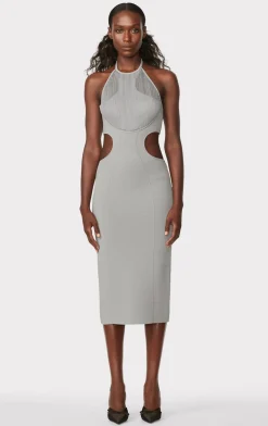 Dresses-Hervé Léger HERVÉ LÉGER X LAW ROACH DAYA Sheer Layered Midi Dress Ash