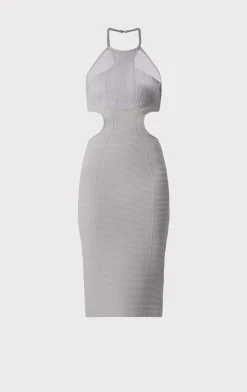 Dresses-Hervé Léger HERVÉ LÉGER X LAW ROACH DAYA Sheer Layered Midi Dress Ash