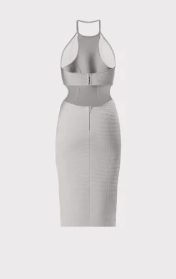 Dresses-Hervé Léger HERVÉ LÉGER X LAW ROACH DAYA Sheer Layered Midi Dress Ash