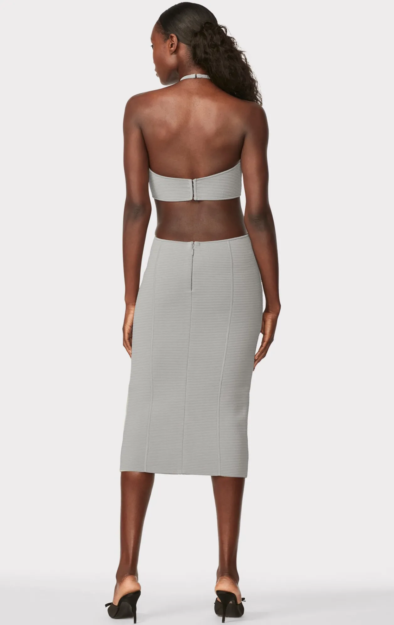 Dresses-Hervé Léger HERVÉ LÉGER X LAW ROACH DAYA Sheer Layered Midi Dress Ash