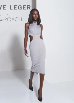 Dresses-Hervé Léger HERVÉ LÉGER X LAW ROACH DAYA Sheer Layered Midi Dress Ash