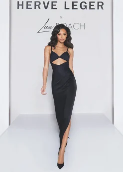 Dresses|Gowns-Hervé Léger HERVÉ LÉGER X LAW ROACH Draped Cutout Gown BLACK
