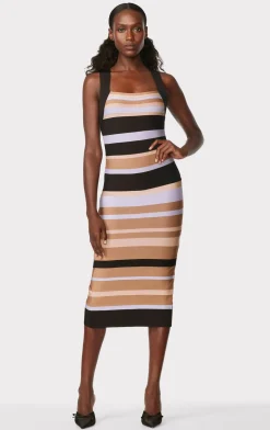 Dresses-Hervé Léger HERVÉ LÉGER X LAW ROACH STRIPED BANDAGE MIDI DRESS HONEY MULTI