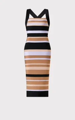 Dresses-Hervé Léger HERVÉ LÉGER X LAW ROACH STRIPED BANDAGE MIDI DRESS HONEY MULTI