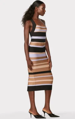 Dresses-Hervé Léger HERVÉ LÉGER X LAW ROACH STRIPED BANDAGE MIDI DRESS HONEY MULTI