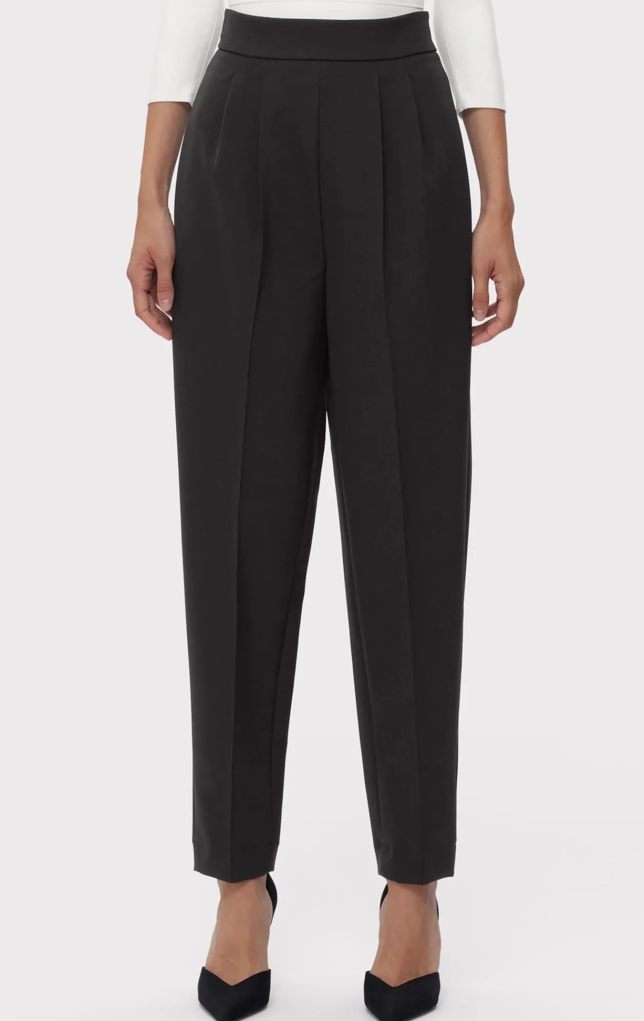 Separates|Bottoms-Hervé Léger HIGH WAIST PLEATED TAPERED PANTS BLACK