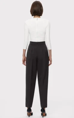 Separates|Bottoms-Hervé Léger HIGH WAIST PLEATED TAPERED PANTS BLACK
