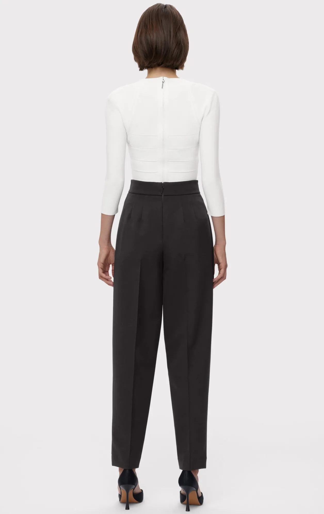 Separates|Bottoms-Hervé Léger HIGH WAIST PLEATED TAPERED PANTS BLACK