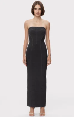 Dresses|Gowns-Hervé Léger ICON CHEVRON BUSTIER GOWN BLACK