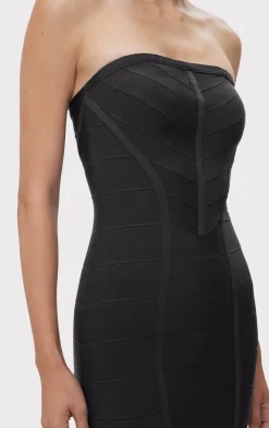 Dresses|Gowns-Hervé Léger ICON CHEVRON BUSTIER GOWN BLACK