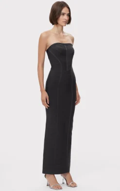 Dresses|Gowns-Hervé Léger ICON CHEVRON BUSTIER GOWN BLACK