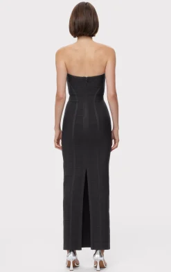 Dresses|Gowns-Hervé Léger ICON CHEVRON BUSTIER GOWN BLACK