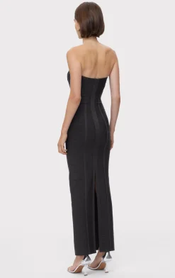 Dresses|Gowns-Hervé Léger ICON CHEVRON BUSTIER GOWN BLACK