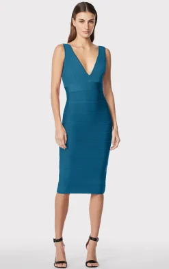 Dresses-Hervé Léger ICON COCKTAIL DRESS DARK TEAL