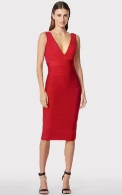 Dresses-Hervé Léger ICON COCKTAIL DRESS LIPSTICK RED