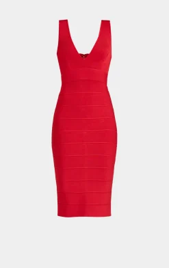 Dresses-Hervé Léger ICON COCKTAIL DRESS LIPSTICK RED