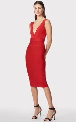 Dresses-Hervé Léger ICON COCKTAIL DRESS LIPSTICK RED