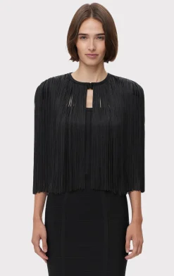 Separates|Tops-Hervé Léger ICON FRINGE CAPE BLACK