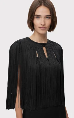 Separates|Tops-Hervé Léger ICON FRINGE CAPE BLACK