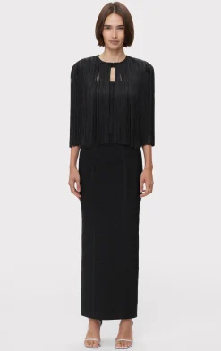 Separates|Tops-Hervé Léger ICON FRINGE CAPE BLACK