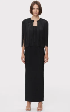 Separates|Tops-Hervé Léger ICON FRINGE CAPE BLACK