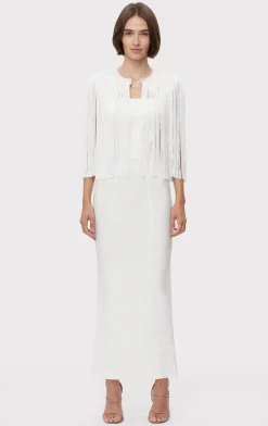 Separates|Tops-Hervé Léger ICON FRINGE CAPE ALABASTER