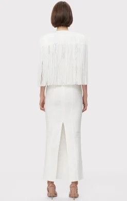 Separates|Tops-Hervé Léger ICON FRINGE CAPE ALABASTER