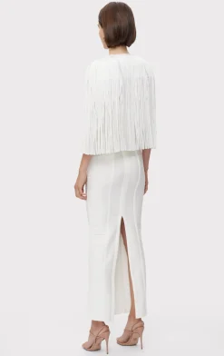 Separates|Tops-Hervé Léger ICON FRINGE CAPE ALABASTER