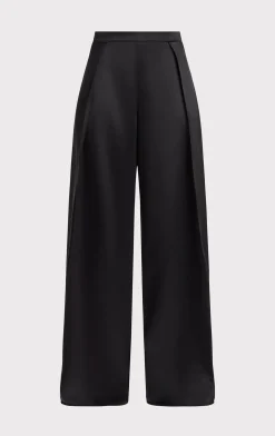 Separates|Bottoms-Hervé Léger ICON HIGH WAIST SILK WIDE LEG PANTS BLACK