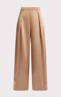 Separates|Bottoms-Hervé Léger ICON HIGH WAIST SILK WIDE LEG PANTS TOFFEE