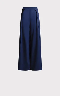 Separates|Bottoms-Hervé Léger ICON HIGH WAIST SILK WIDE LEG PANTS CLASSIC BLUE
