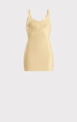 Dresses-Hervé Léger ICON METALLIC BANDAGE BUSTIER MINI DRESS METALLIC GOLD