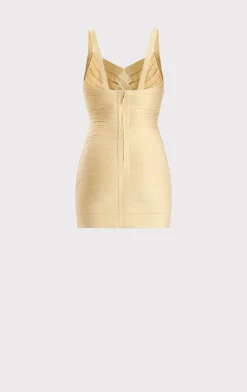 Dresses-Hervé Léger ICON METALLIC BANDAGE BUSTIER MINI DRESS METALLIC GOLD