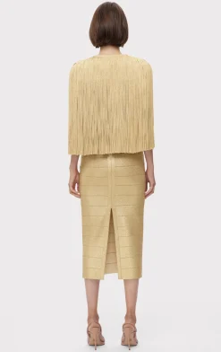 Jackets|Separates-Hervé Léger ICON METALLIC FRINGE CAPE METALLIC GOLD